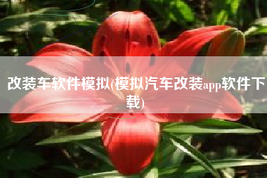 改装车软件模拟(模拟汽车改装app软件下载)