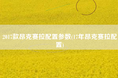 2017款昂克赛拉配置参数(17年昂克赛拉配置)