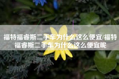 福特福睿斯二手车为什么这么便宜/福特福睿斯二手车为什么这么便宜呢